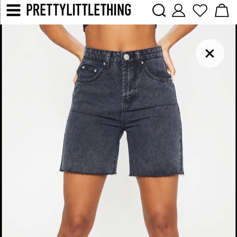 PLT Washed Black Raw Hem Mom Shorts